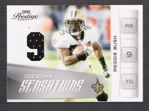 REGGIE BUSH 2009 Playoff Prestige Touchdown Sensations Materials JERSEY Card #013 of only 100 made! Miami Dolphins Football Card