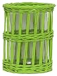 Hand Woven Kiwi Green Painted Willow Basket with Large Glass Cylinder Candle Shade 8"D x 9"H Set / 2