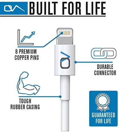 [Apple MFi Certified] (5ft 2 Pack) iPhone 6 Lightning Cord Charging Cable (2 Pack) by OnyxVoltTM - Accelerated Charging and Syncing Speeds to iPhone 5 / 5s / 5c / 6 / 6 Plus, iPod 7, iPad Mini / mini 2/ mini 3, iPad 4 / iPad Air / iPad Air 2 (8 Pin Connector Compatible with iOS 8) - (1.5m / 5ft Cord) Comes with OnyxVoltTM Unlimited Lifetime Guarantee!