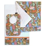 Zoo Safari Bib, Burp Cloth and Receiving Blanket Set
