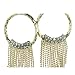 Vintage Inspired Rhinestone Circle Dangle Fashion Earrings With Fun Chain Dangles. 4 1/4 Inches Long