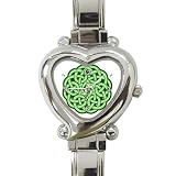 Heart Italian Charm Watch of Green Ornate Celtic Knot (Irish Jewelry, Pendant, Ring, Necklace)
