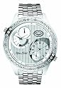Marc Ecko E17522G1 Gents Dual time zone Polished silver OZ case iced with sunray silver patterned dial, silver accents Polished silver bracelet