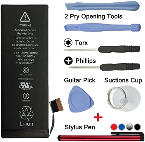 Techno Earth® Iphone 5S 5C Replacement Battery Kit 1560mAH (Compatible with All 5S Model A1457 A1518 A1528 A1530 A1533 A1533 A1453)