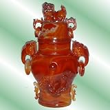 Gemstone Vase Red Stone Temple Jar Asian Antiques Art Decor