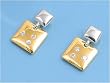 Sterling Silver Two-Tone Square Earrings with Clear CZ - 16MM