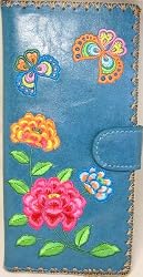 Spring Garden Wallet Flowers & Butterflies Blue