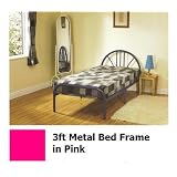 NEW CURVED METAL SINGLE 3FT BED FRAME - PINK