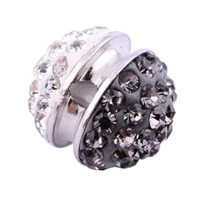 Kadima Swarovski Elements ,Disco Ball ,Shamballa Ball , Lots of 12pcs 12MM Shamballa Inspired Pave Crystals Alloy Ball - Crystal/Black Diamond
