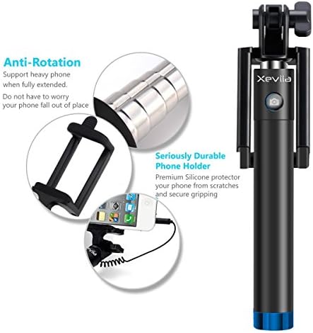 Selfie Stick, Xeviia [New Generation] Plug 'N Play Battery Free (Blue)