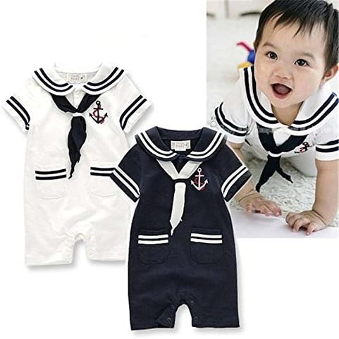 Hasgill 6-24m Baby Boy Toddler Navy Sailor Cotton Romper(95/18-24 months, color2)