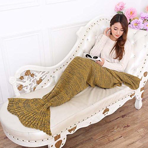71''x35.5''/56''x28''/35.5''x44'' Knitted Mermaid Tail Blanket For Adults and Kids