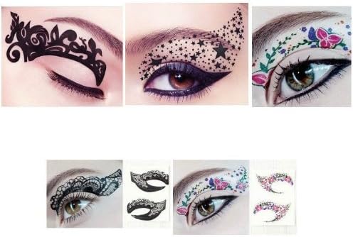 Hitece 10 paires Temporary Eye Tattoo Transfer Eyeshadow Stickers Eyeliner