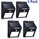 Solar Light,URPOWER 8 LED Outdoor Solar Powerd,Wireless Waterproof Security Motion Sensor Light for Patio, Deck, Yard, Garden,Driveway,Outside Wall with 2 Modes Motion Activated Auto On/Off(4 Pack)