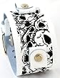 Nemesis #MS-W Wide White Leather Cuff Tattoo Imprinted Band