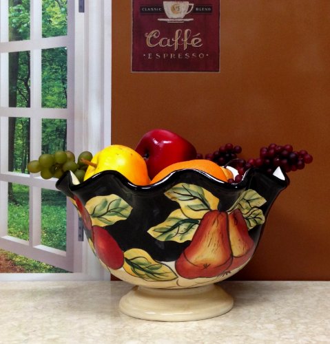 PEDESTAL FRUIT BOWL TUSCANY WINTER FRUIT DECOR On Sale