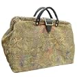 ArtisanStreet's Lime Green Forest Design Carpet Bag with Detachable Shoulder Strap. Textured Lime Green Depicts a Muted Forest Scene. Use as an Overnight Bag or Even as a Briefcase.