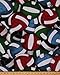 Multi Colored Volleyballs Sports Fleece Fabric Print by the Yard (sa80s)