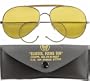 Yellow Lenses US Air Force Style Aviator Sunglasses w/Case
