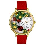 Ladybugs Red Leather And Goldtone Watch #G1210004
