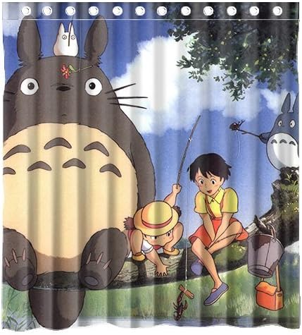 Custom Anime My Neighbour Totoro Waterproof Bathroom Shower Curtain Polyester Fabric Shower Curtain Size 66 X 72