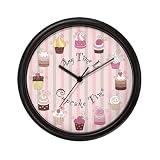 Any Time is Cupcake Time Pink and Brown Wall Art Clock