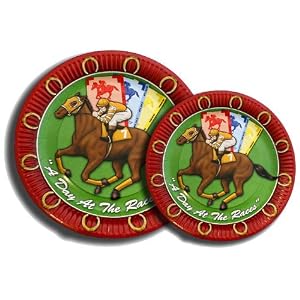 HORSE RACING DESSERT PLATES " DAY AT THE RACES"