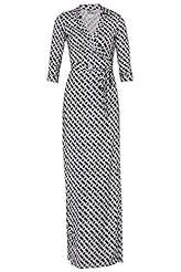 Wrap Jersey/Silk 3/4 Sleeves Maxi Dress 