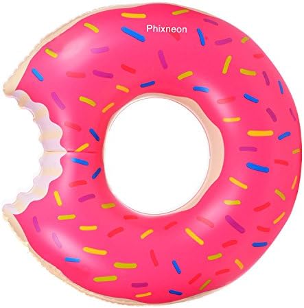 Phixneon Inflatable 90CM Donut Pool Floats With Colorful Painted sprinkles Swimming Pool Loungers Adorable Pool Toy For Children