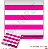 Sony PS3 Slim Skin Kearas Psycho Stripes Hot Pink and White Sony PS3 Slim Skin Kearas Psycho Stripes Hot Pink and White