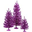 3-Piece Sparkling Purple Tinsel Artificial Christmas Tree Set - 12", 18" & 24"