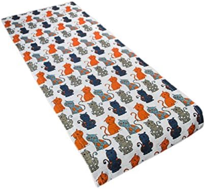 Linen Table Runner by Sweet Home Linen - Handmade, Colorful, Short and Elegant Family Dining Table Runner-17" x 48". Great For Holidays, Party, Events. Cat Lovers Adore This Runner!