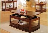Dark Oak Finish End Sofa Lift Top Coffee Cocktail Table