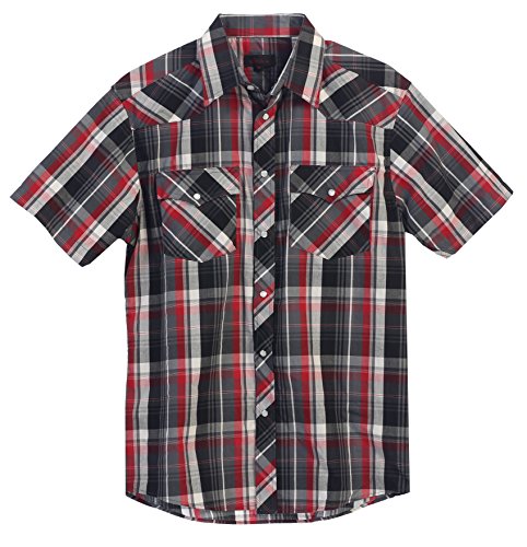 Gioberti Mens Casual Western Plaid Checked Snap Button Short Sleeve Shirt