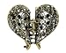 Apparel : Hair Clip - Filigree Heart - Hematite Crystal (47)