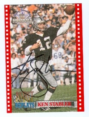 Ken Stabler Autographed/Hand Signed Football Card (Oakland Raiders) 1994 Ted Williams Card Co. #IR16