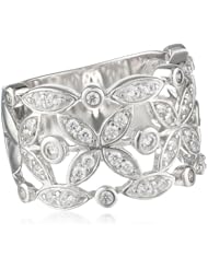 Sterling Silver Simulated Diamond Textured Ring, Size 7