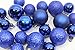 20 Holiday Time Mini Shatterproof Satin Shiny and Glitter Finish Bulb Christmas Ornaments (Dark Blue)