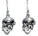 Guitar Playing Skeleton Dangle Earrings in Silver on 925 Sterling Silver French Wires 3/4