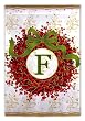 Monogram Holiday Wreath Garden Size Flag F
