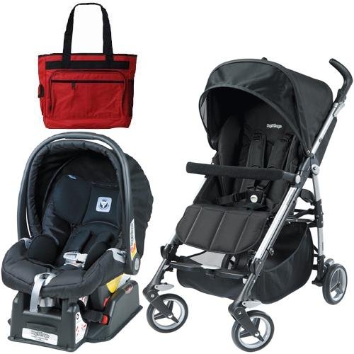 Peg Perego Si Travel System in Nero with Fashionable Diaper Bag