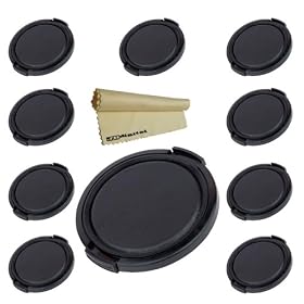(10 Pack) 58MM Snap-On Lens Cap + JB Microfiber Cleaning Cloth For Nikon, Canon, Olympus, Sony, and Other Digital Camera