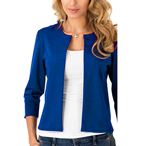Hellomamma womens 3/4 sleeve open casual cropped blazer…