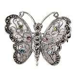 STERLING SILVER BROOCH 29X25mm - Marcasite W/CZ