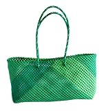 Designer 100% Handmade Green & Light Green Plastic Bag
