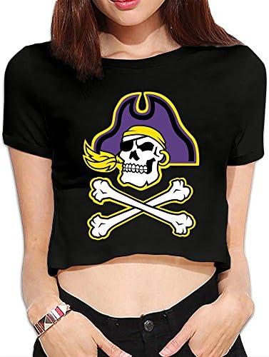 Faktor04 Black East Carolina Pirates Short Sleeve Sexy Lo Shi Shirt For Women Size M