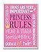 The Kids Room by Stupell Princess Rules Dance And Twirl Rectangle Wall Plaque, 11 x 0.5 x 15, Proudly Made in USA