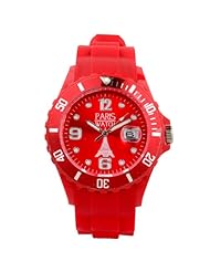 Paris Watch Silicone Red Quartz Calendar Date for Women Designed in France