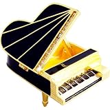 Objet D'Art Release #286 "88 Keys" Black Concert Grand Piano Handmade Jeweled Enameled Metal Trinket BoxIMAGE