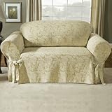Sure Fit Scroll Sofa Slipcover - Blue, Brown, Burgundy, Champagne